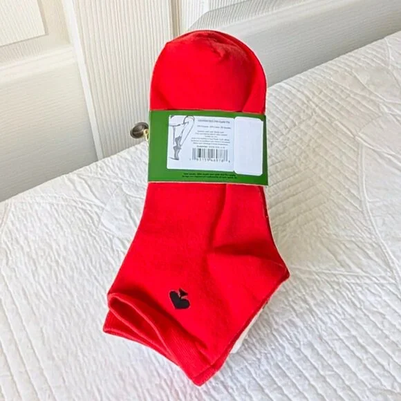 ♠️ Kate Spade Quarter Socks 3-Pack with Strawberry Design NWT - Picture 2 of 3